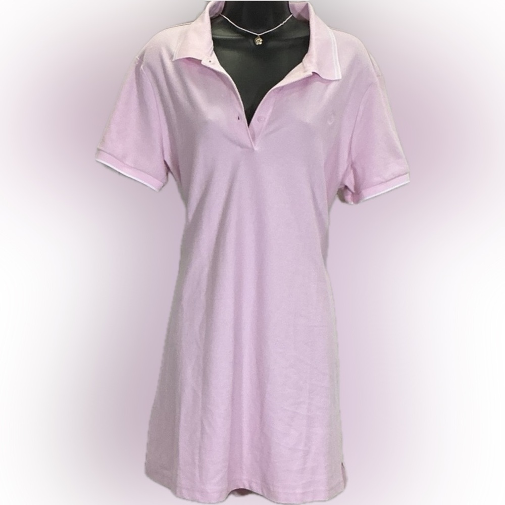 PINK Victoria's Secret Light Pink Polo with White Stripe Trim
